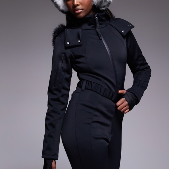 ASOS 4505 Ski belted ski suit with slim kick leg and faux fur hood NWT - Picture 2 of 7